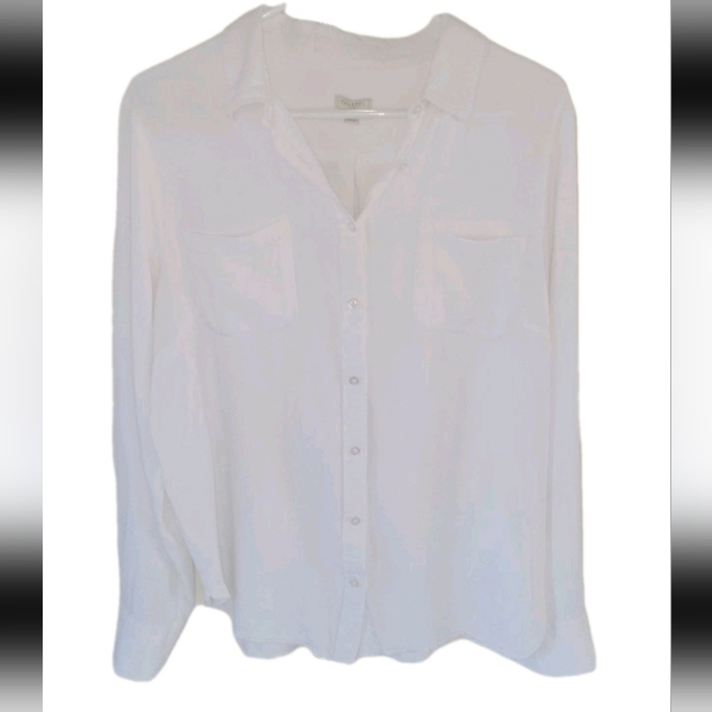 Talbots White Long Sleeve Shirt Pockets Large